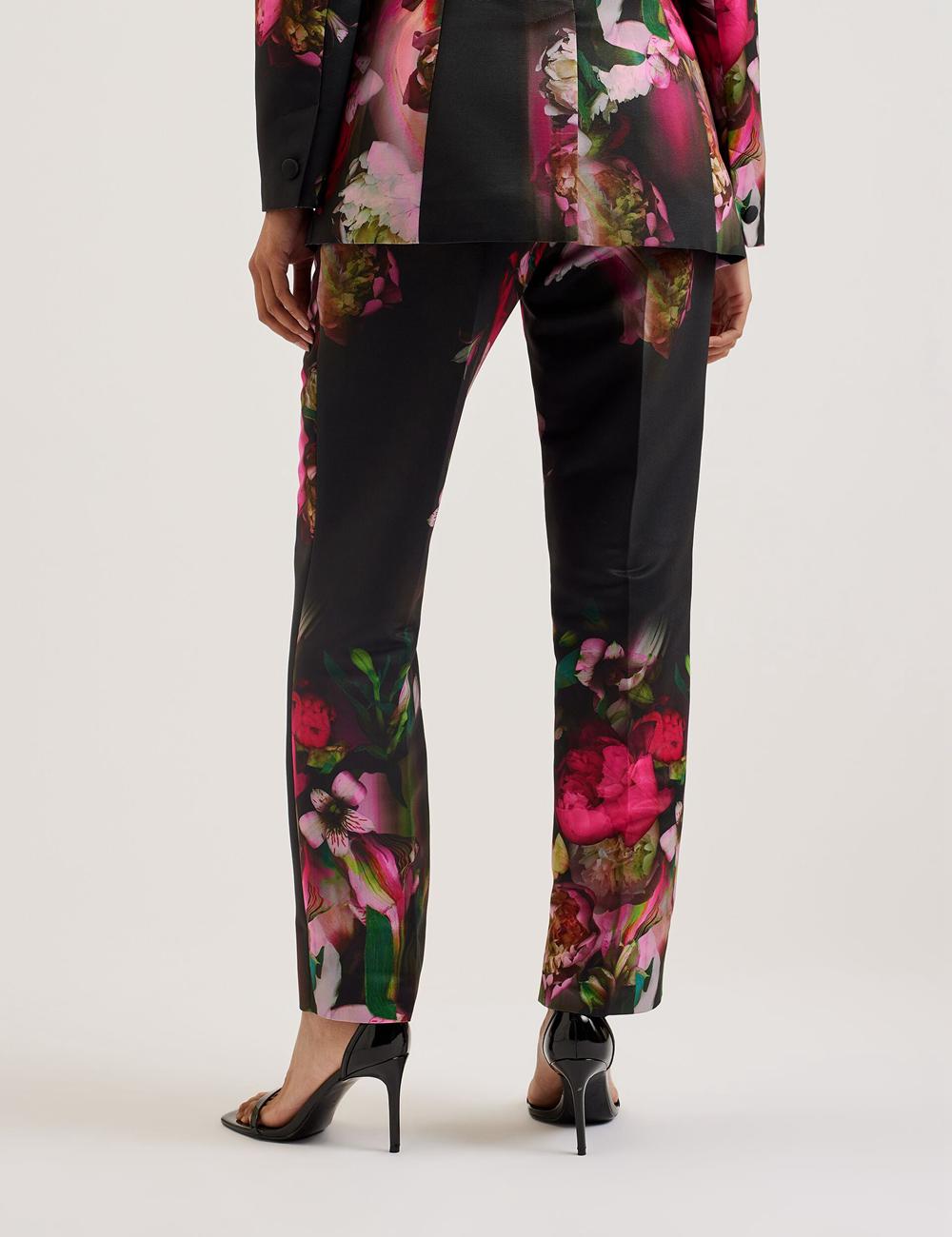 Black Women Ted Baker OKUNIT - Tapered Leg Floral Print Tailored Trousers | NZ  UFAJ-14358
