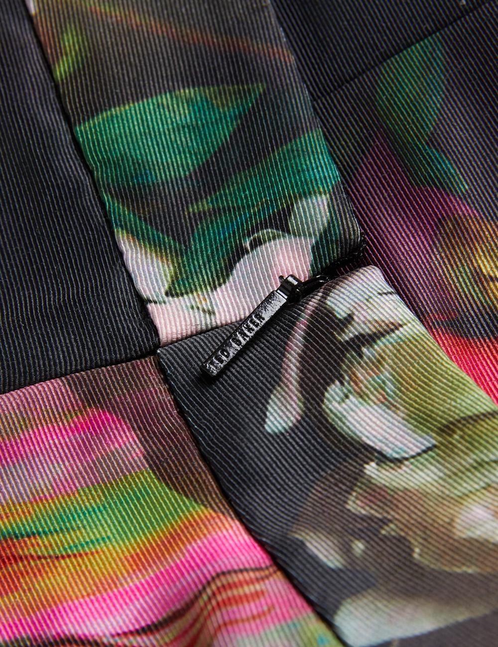 Black Women Ted Baker OKUNIT - Tapered Leg Floral Print Tailored Trousers | NZ  UFAJ-14358