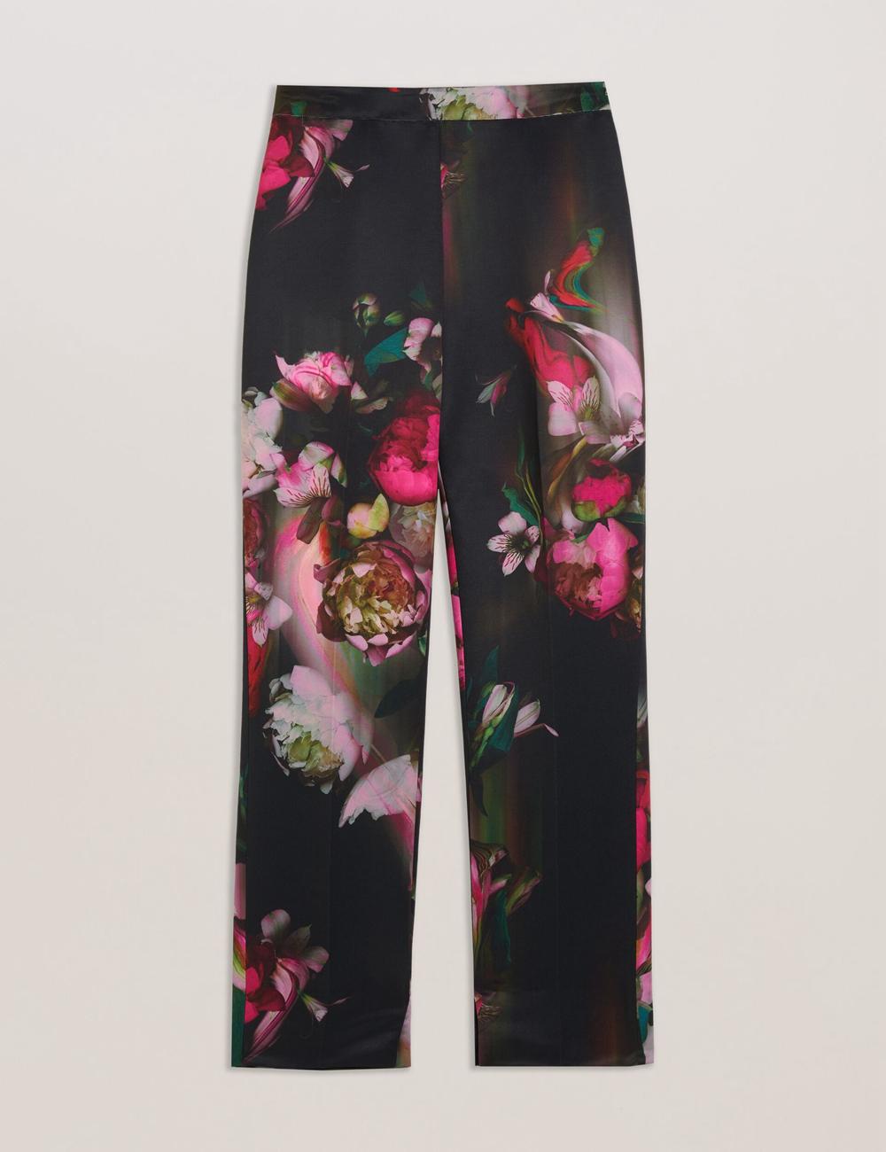 Black Women Ted Baker OKUNIT - Tapered Leg Floral Print Tailored Trousers | NZ  UFAJ-14358