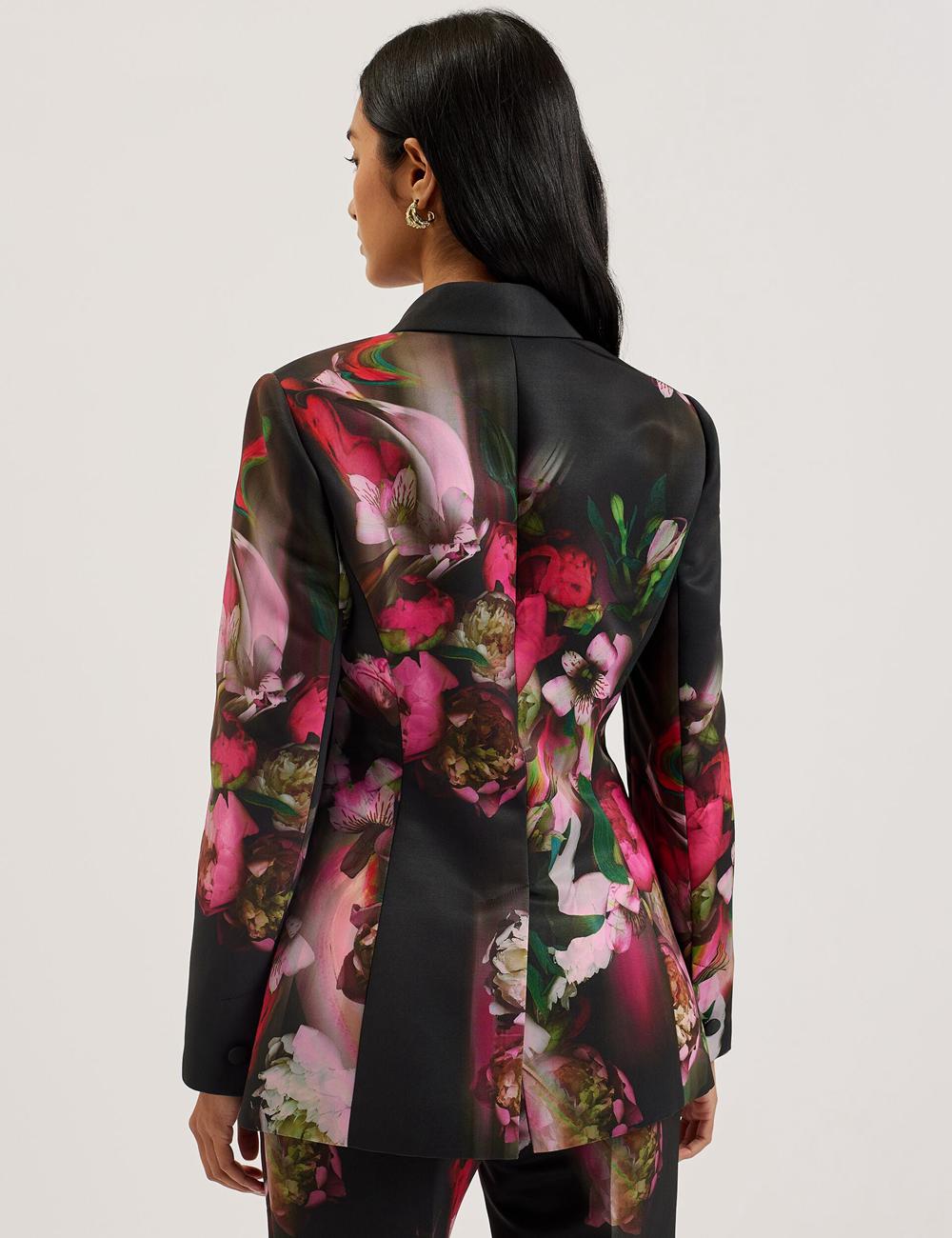 Black Women Ted Baker OKUNI - Fitted Floral Print Tailored Blazers | NZ  TULZ-57094