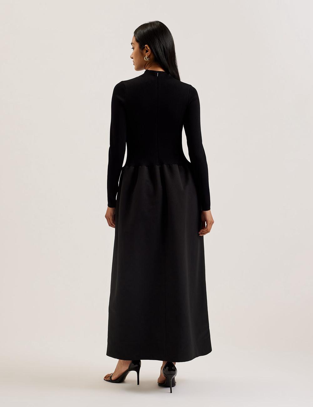 Black Women Ted Baker PYLIA - Structured With Knitted Bodice Maxi Dresses | NZ  PCZJ-06245