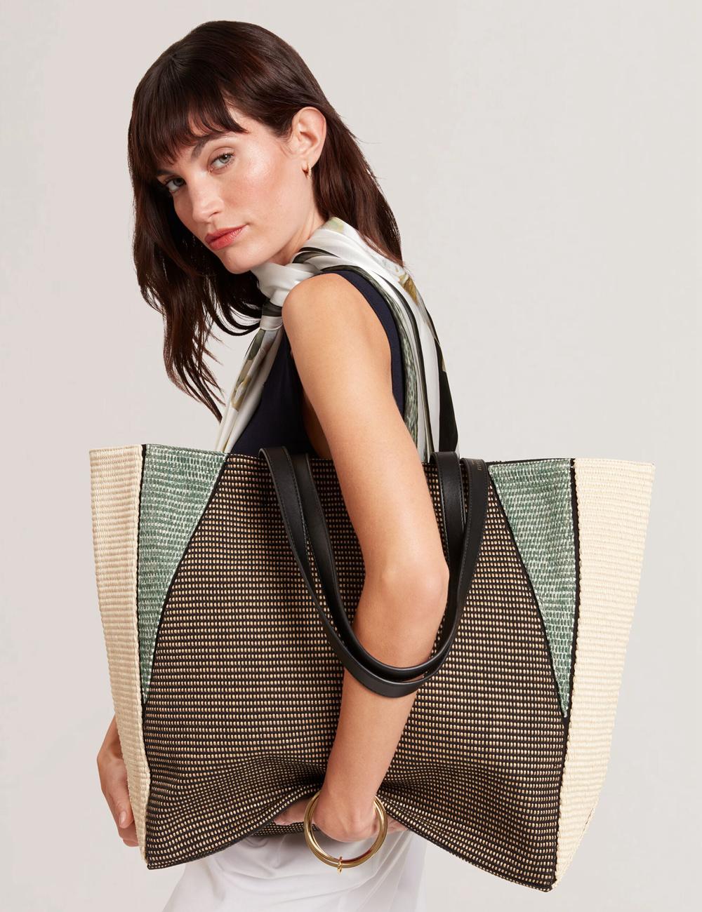 Black Women Ted Baker RAFIYA - Woven Colour Block Folding Shopper Shopper Bags | NZ  MSUR-95243