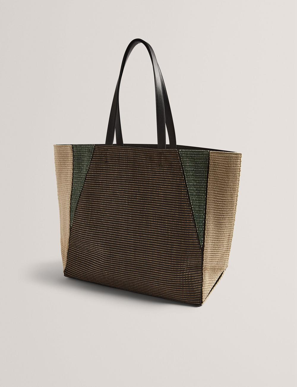 Black Women Ted Baker RAFIYA - Woven Colour Block Folding Shopper Shopper Bags | NZ  MSUR-95243