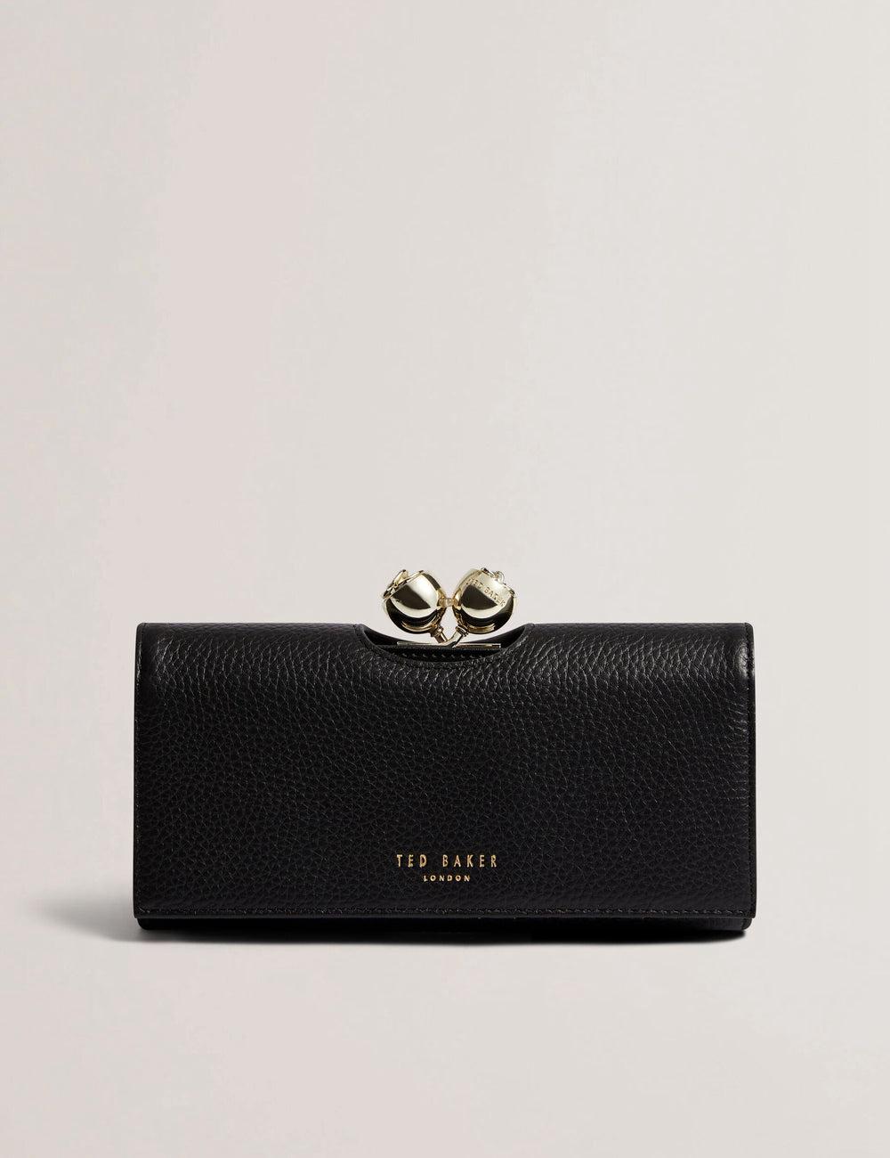 Black Women Ted Baker ROOSALI - Rose Clasp Large Bifold Leather Purses | NZ  XOAY-15438
