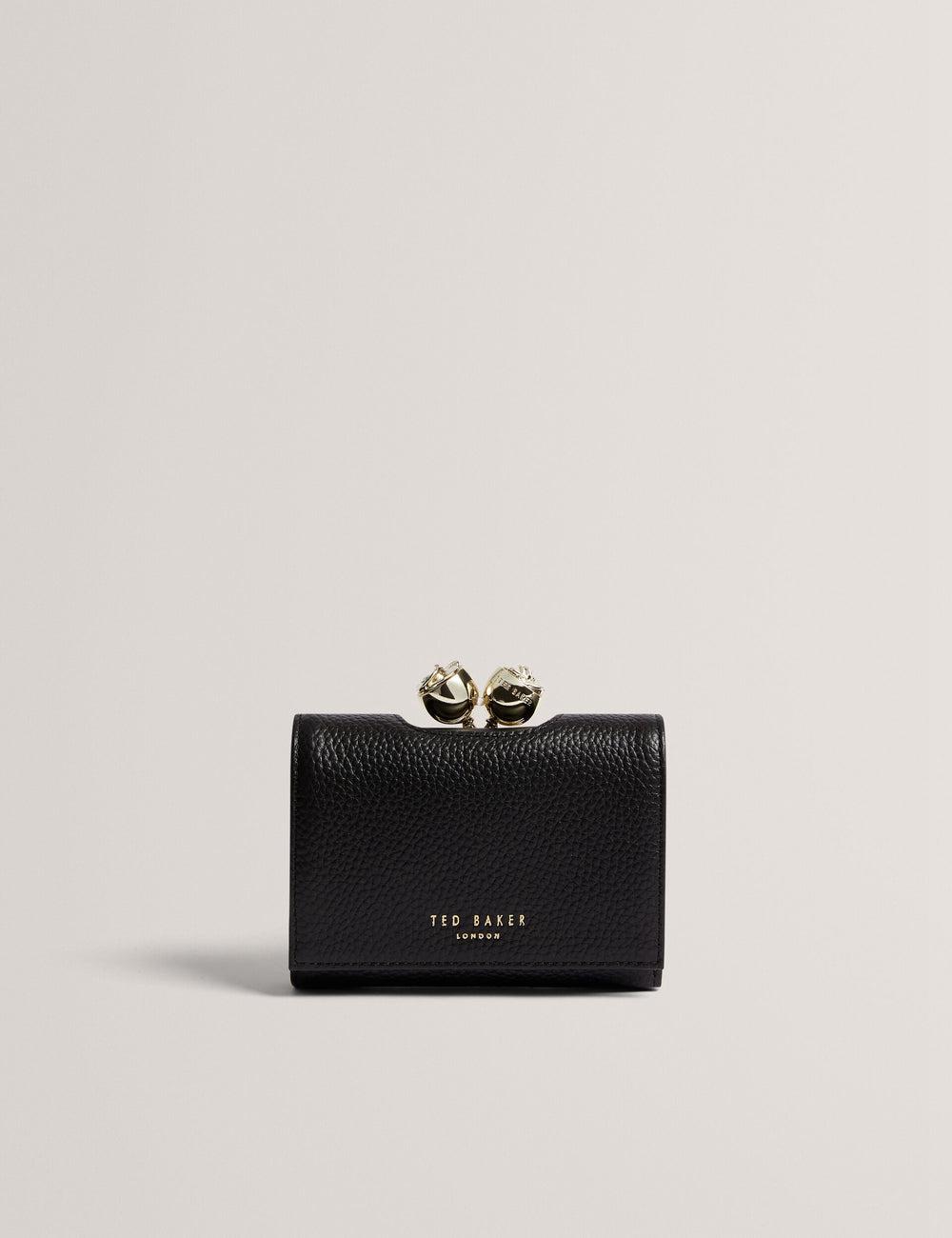 Black Women Ted Baker ROOSA - Rose Clasp Small Trifold Leather Purses | NZ  KBSM-84130