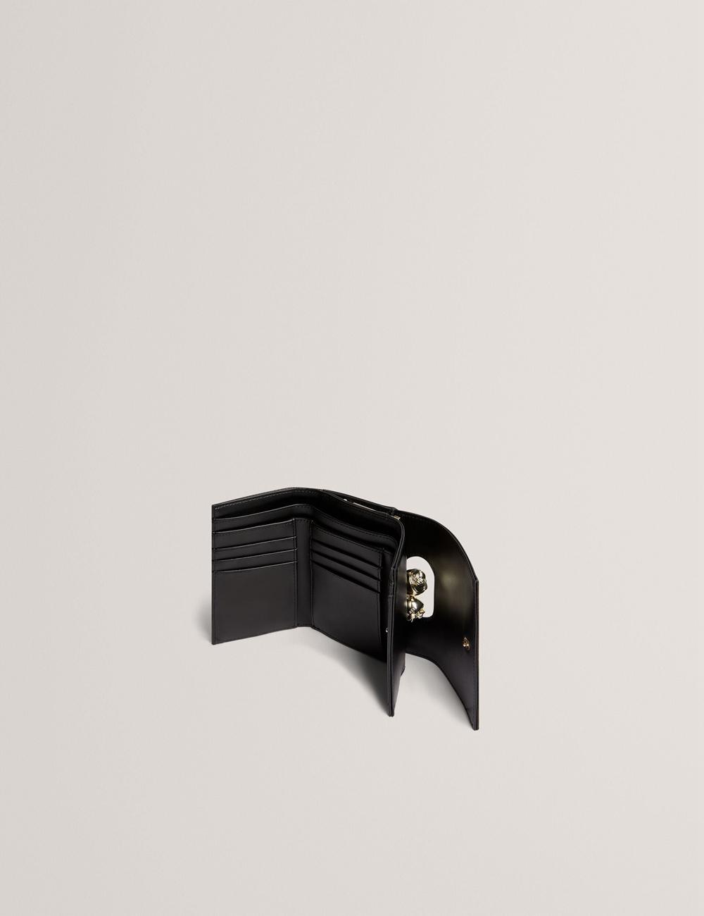 Black Women Ted Baker ROOSA - Rose Clasp Small Trifold Leather Purses | NZ  KBSM-84130