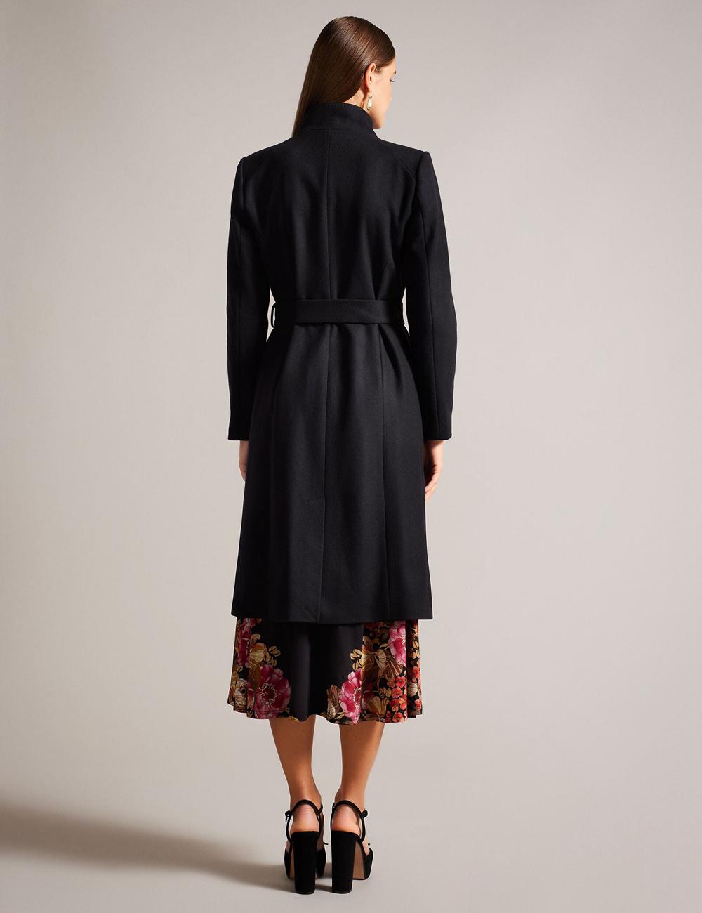 Black Women Ted Baker ROSE - Midi Length Belted Wool Wrap Coat Jackets | NZ  KRMC-28315