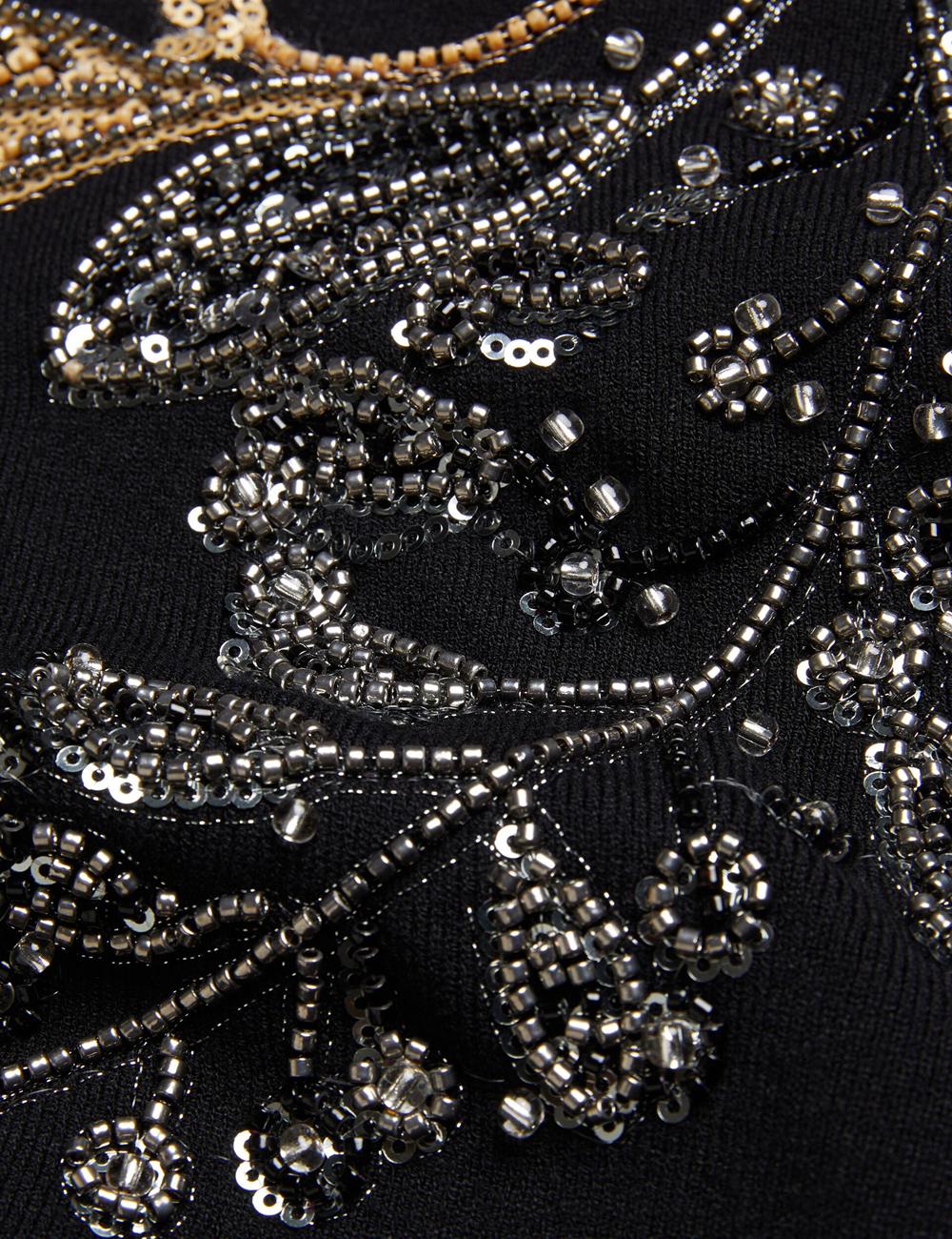 Black Women Ted Baker ROSMRRY - Embellished Floral Detail Knitted Jumpers | NZ  CKDR-85246
