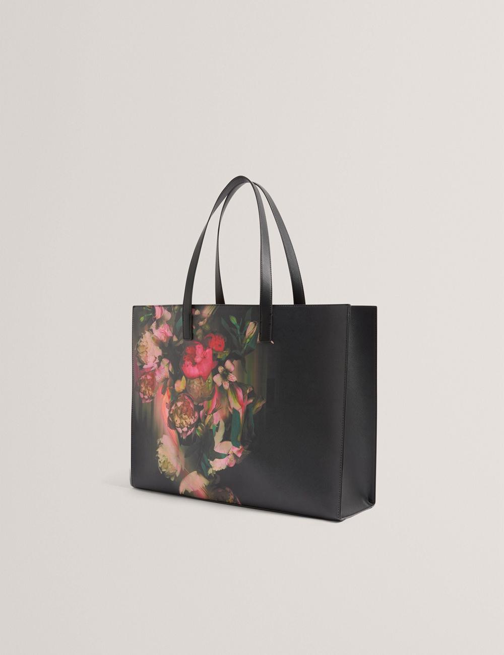 Black Women Ted Baker SALIINA - Floral Print Wide Icon Tote Bags | NZ  TPUW-09361