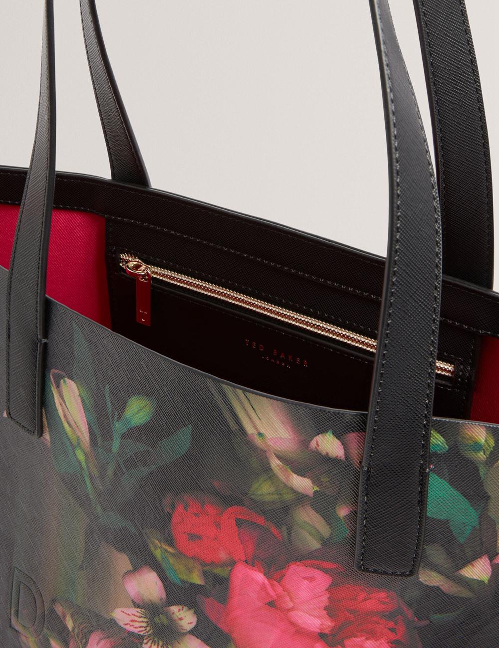 Black Women Ted Baker SALIINA - Floral Print Wide Icon Tote Bags | NZ  TPUW-09361