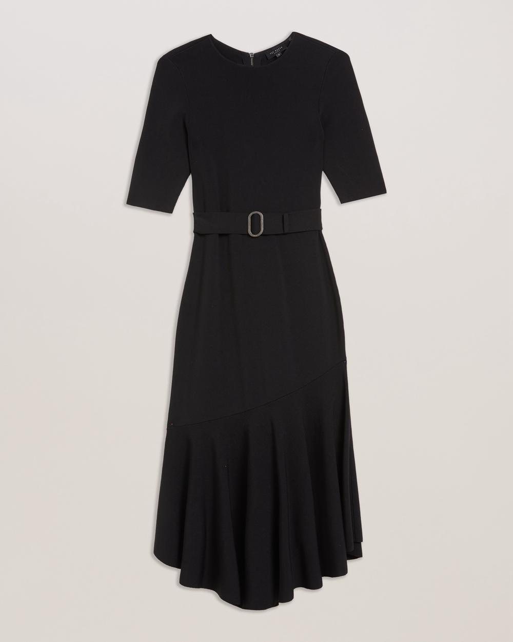 Black Women Ted Baker SAMALEE - Flippy Hem Knitted Midi Dresses | NZ  ELHS-62470
