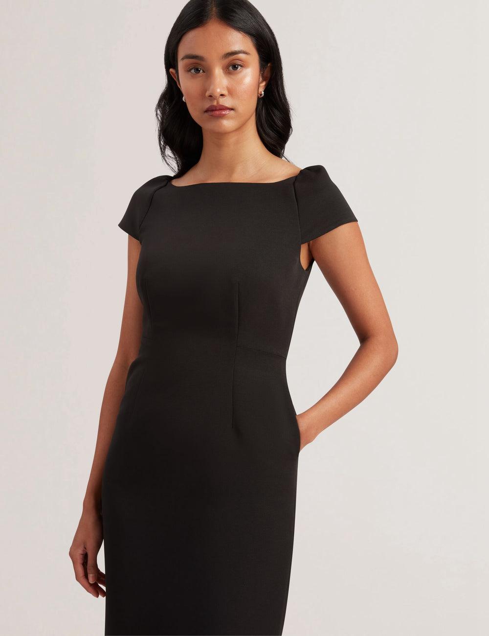Black Women Ted Baker SASSARI - Tailored Cap Sleeve Column Midi Dresses | NZ  IJLA-91025