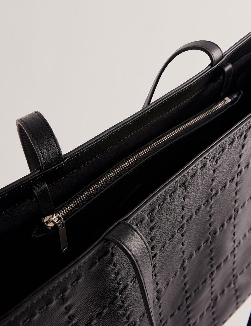 Black Women Ted Baker STALIE - Stitch Detail Leather Large Shopper Shopper Bags | NZ  RXYM-64207