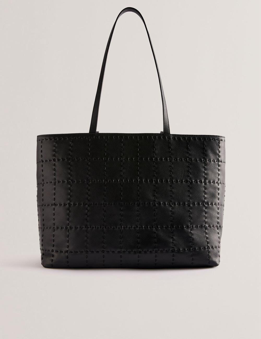 Black Women Ted Baker STALIE - Stitch Detail Leather Large Shopper Shopper Bags | NZ  RXYM-64207