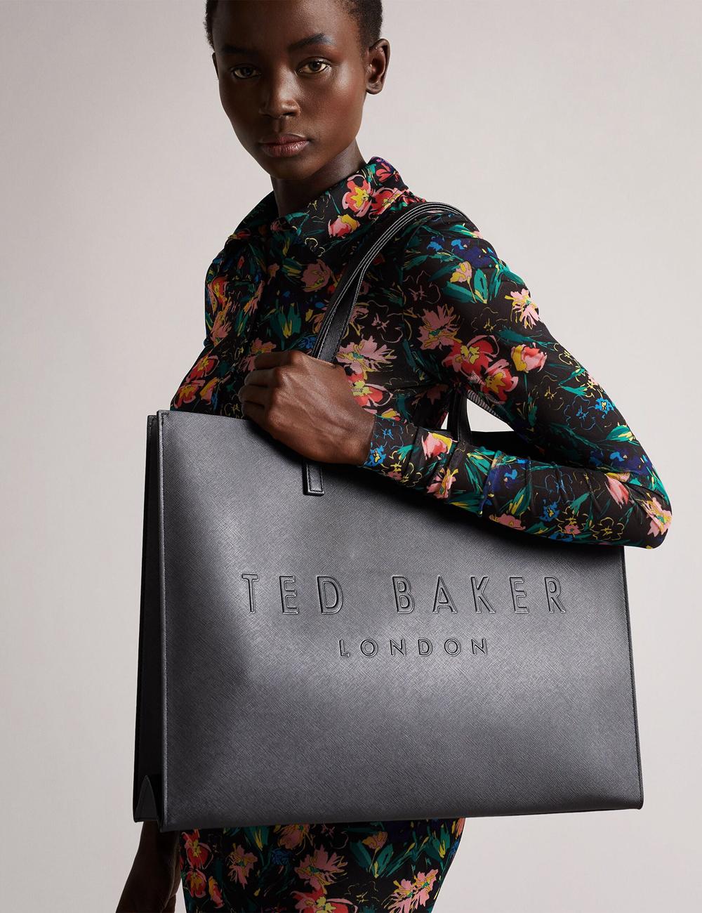 Black Women Ted Baker SUKICON - Textured Faux Leather Icon Tote Bags | NZ  ZNTS-06924