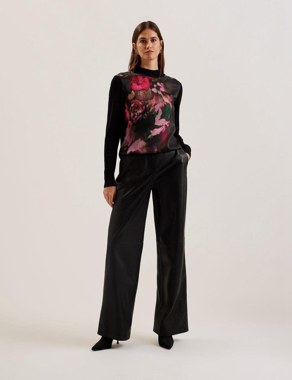 Black Women Ted Baker TABITHR - Printed Panel Long Sleeve Knit Tops | NZ  UFCI-25140