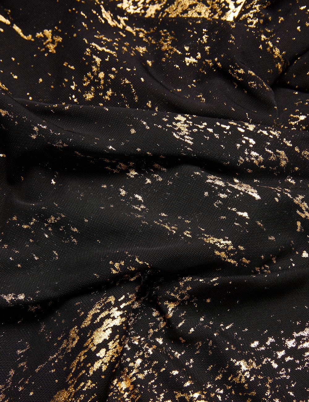 Black Women Ted Baker TALULAR - Bardot Foil Printed Mesh Tops | NZ  FJBW-19520