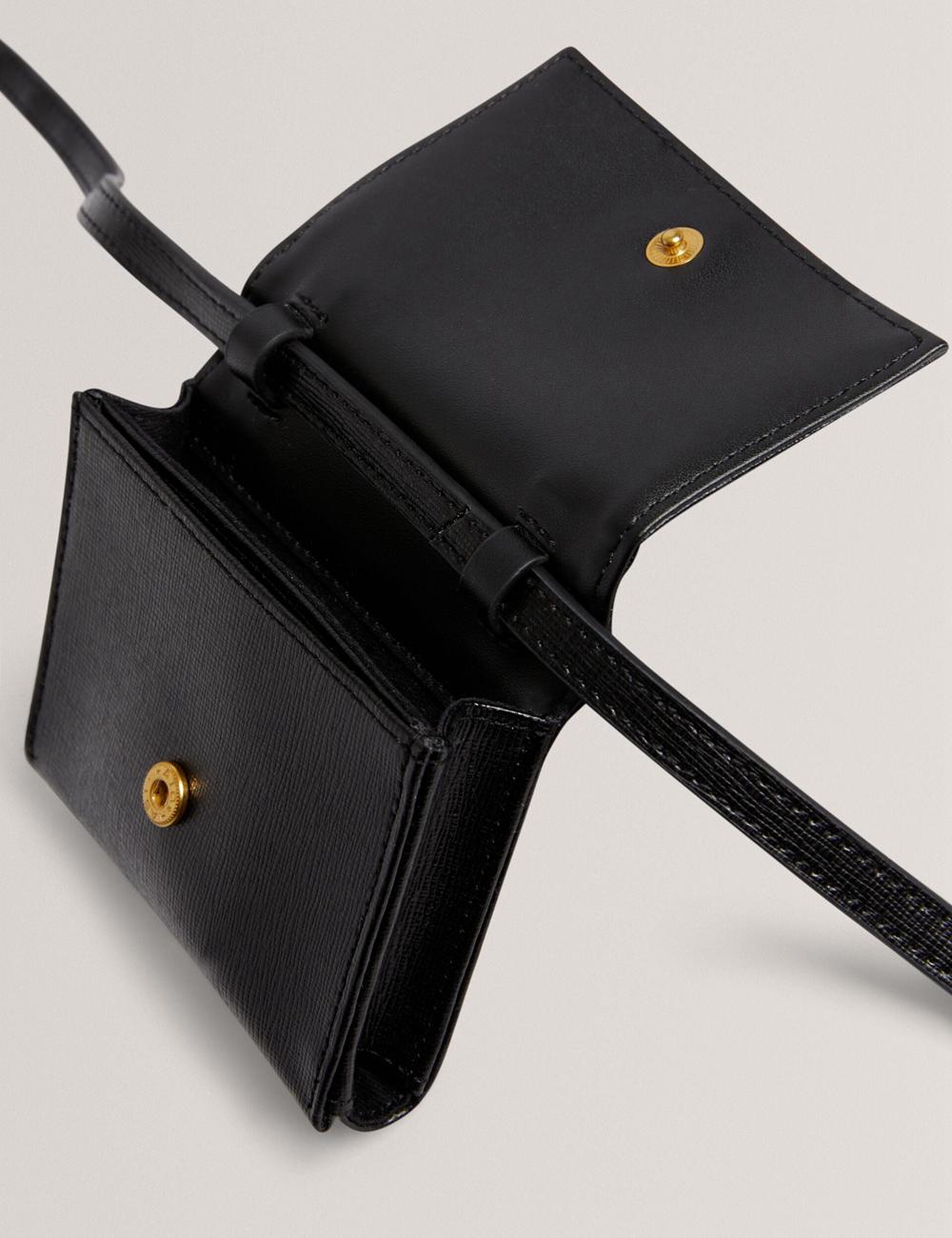 Black Women Ted Baker TAMZIEE - Leather Crossbody Card Holder Crossbody Bags | NZ  LUOR-93420