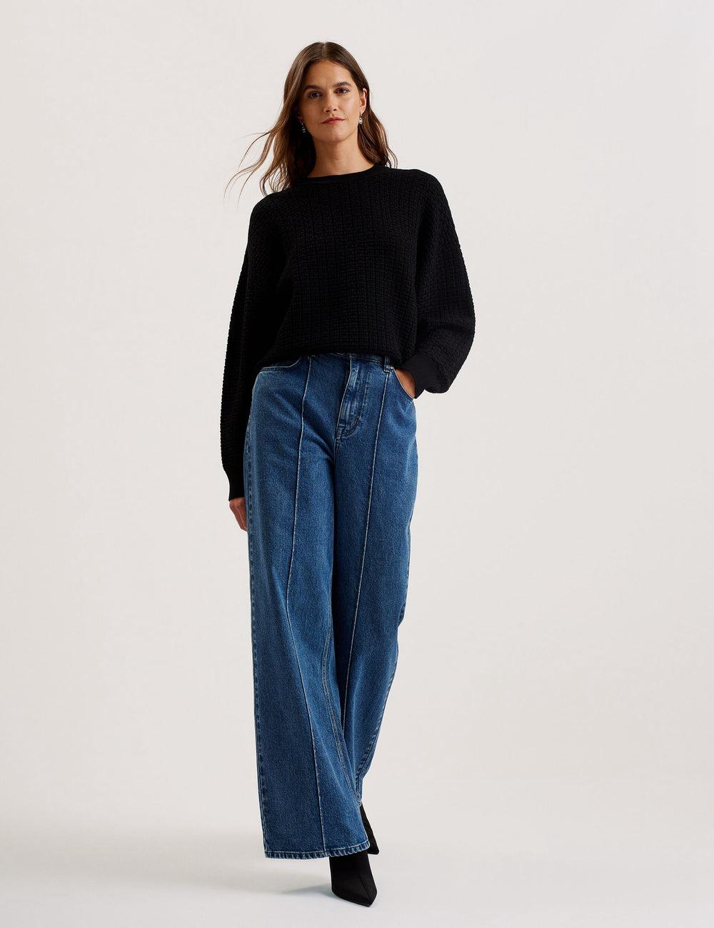 Black Women Ted Baker TEDTYY - Textured T Jacquard Knitted Jumpers | NZ  QGXJ-70514