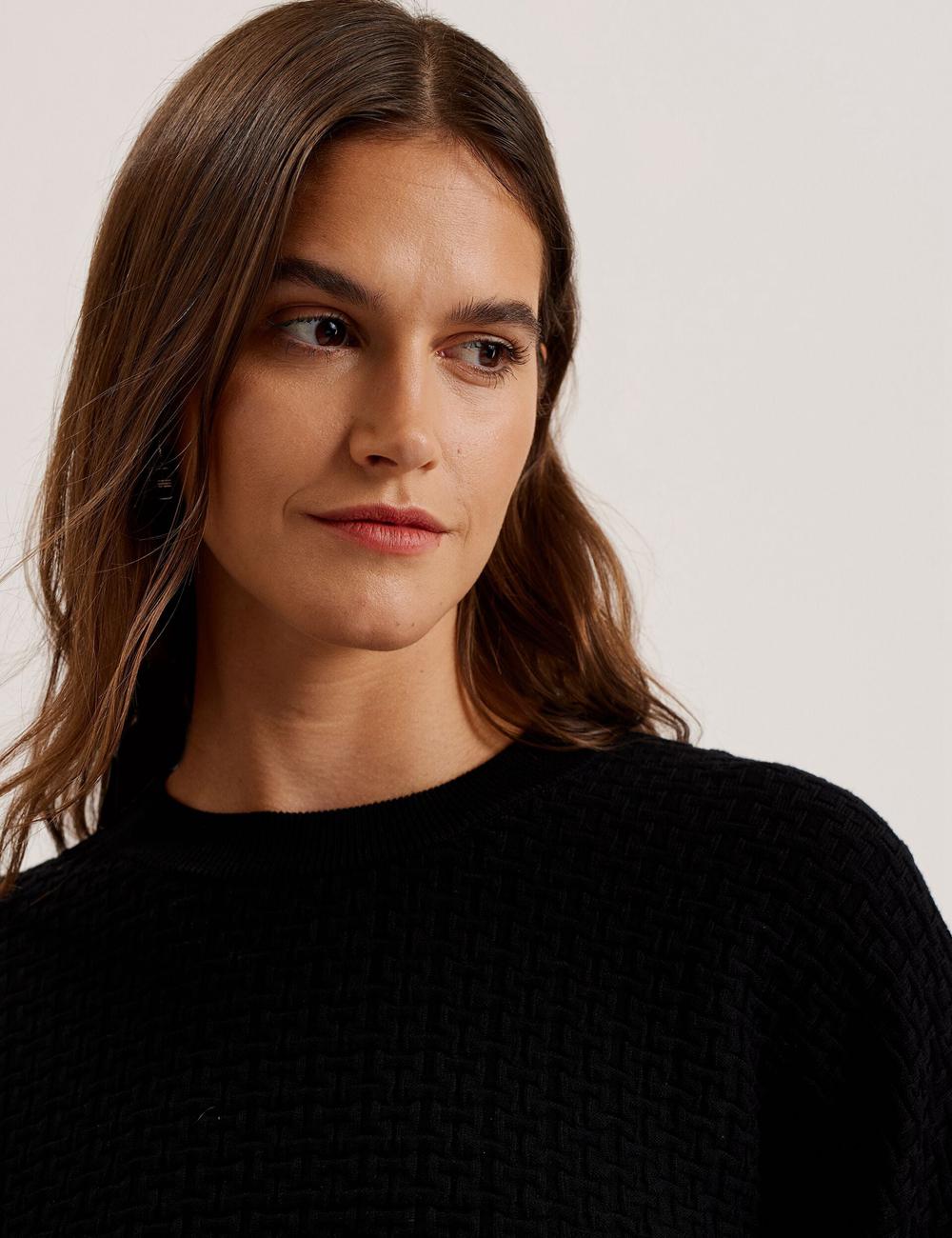 Black Women Ted Baker TEDTYY - Textured T Jacquard Knitted Jumpers | NZ  QGXJ-70514