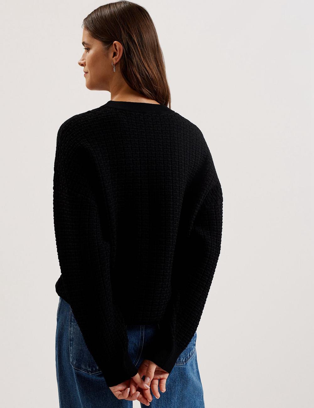 Black Women Ted Baker TEDTYY - Textured T Jacquard Knitted Jumpers | NZ  QGXJ-70514