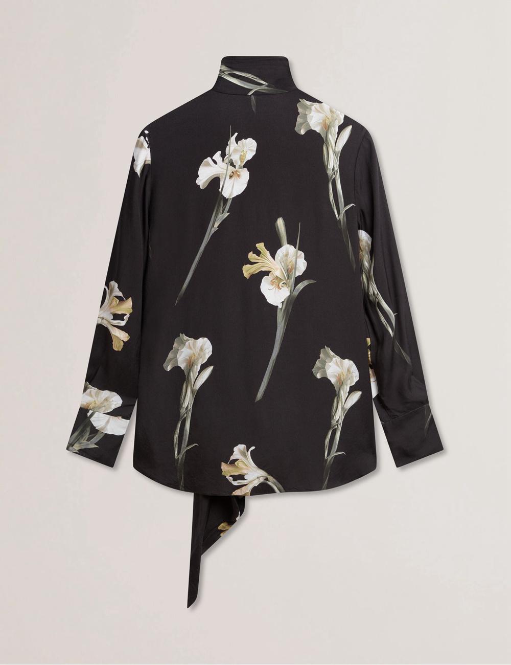 Black Women Ted Baker ZAKIIER - Neck Floral Print Long Sleeve Blouses | NZ  IXWE-12758