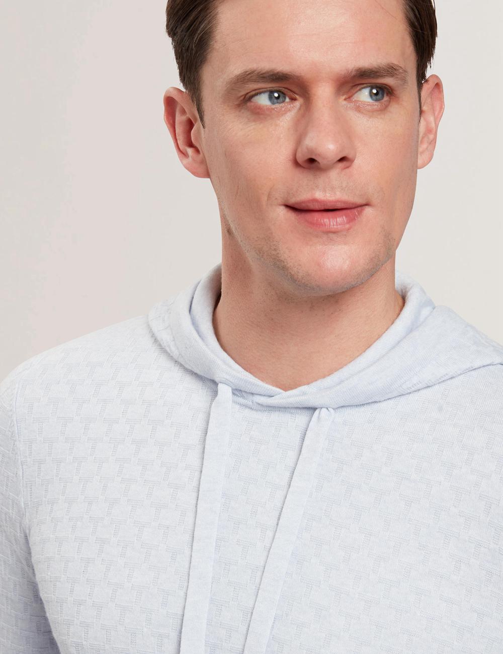 Blue Men Ted Baker LOULAR - Textured T Knit Wool Blend Hoodies | NZ  FUWQ-28471