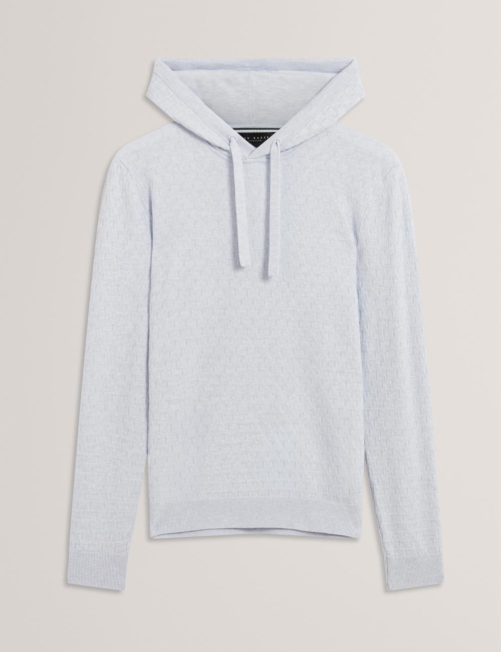 Blue Men Ted Baker LOULAR - Textured T Knit Wool Blend Hoodies | NZ  FUWQ-28471