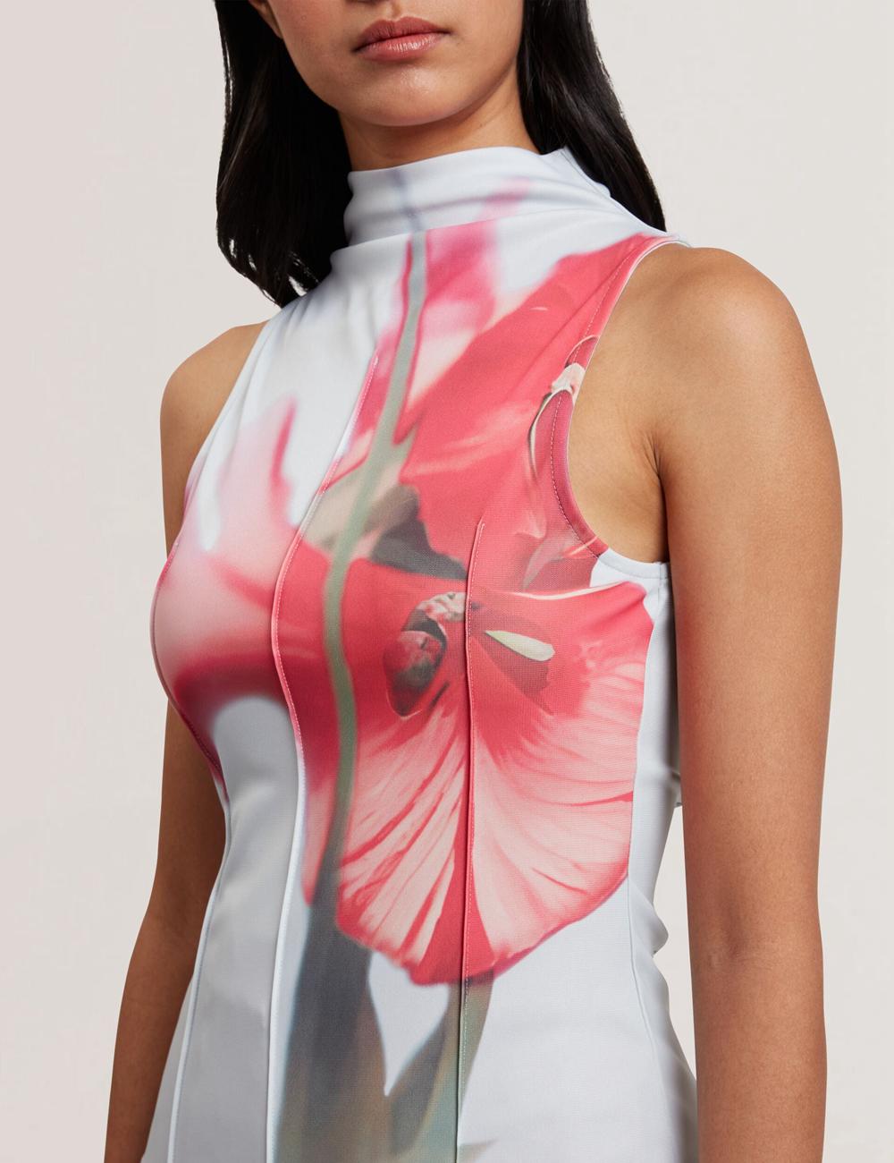 Blue Women Ted Baker HARPLNN - Floral High Neck Jersey Tank Tops | NZ  LWTN-30465