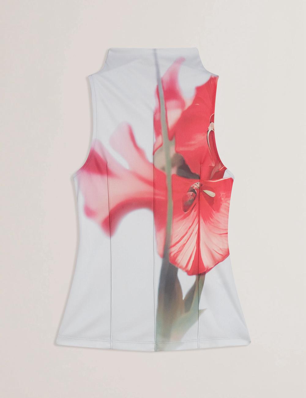 Blue Women Ted Baker HARPLNN - Floral High Neck Jersey Tank Tops | NZ  LWTN-30465