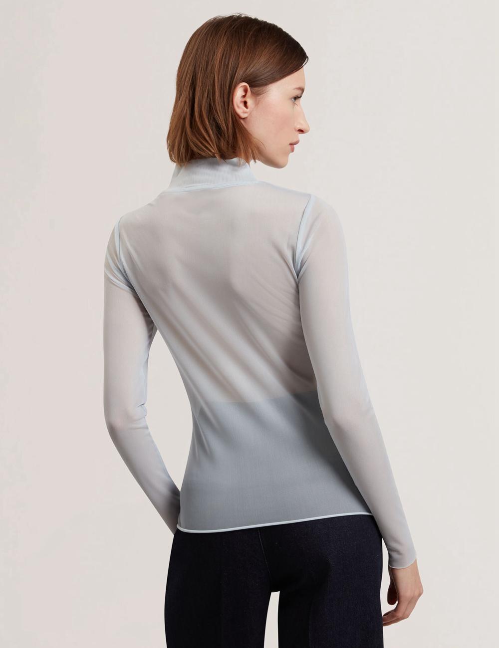 Blue Women Ted Baker PIPYA - Floral High Neck Long Sleeve Mesh Tops | NZ  OLEZ-39814