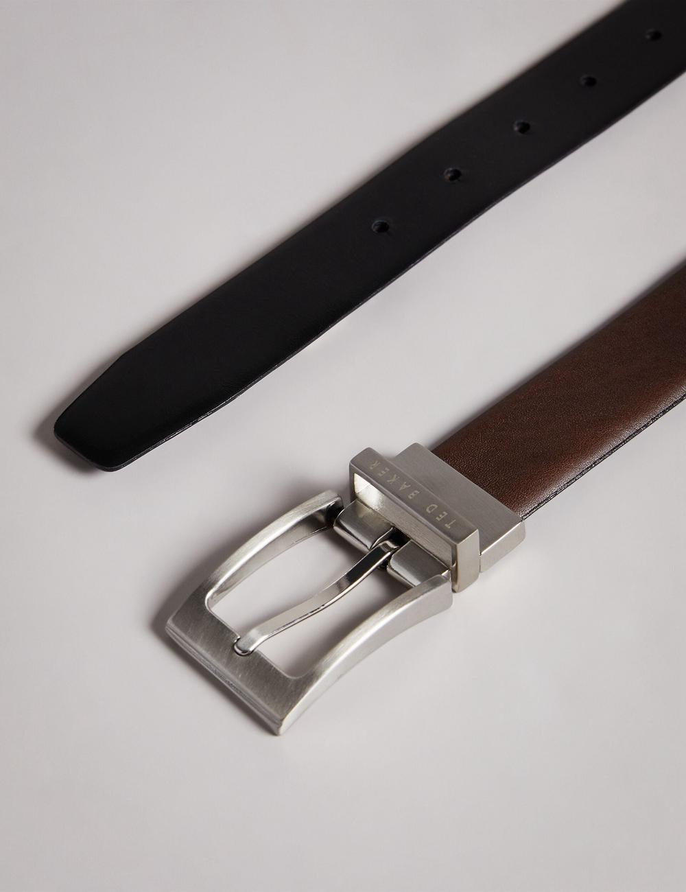 Brown Men Ted Baker KARMER - Reversible Smooth Leather Belts | NZ  FCZL-03146