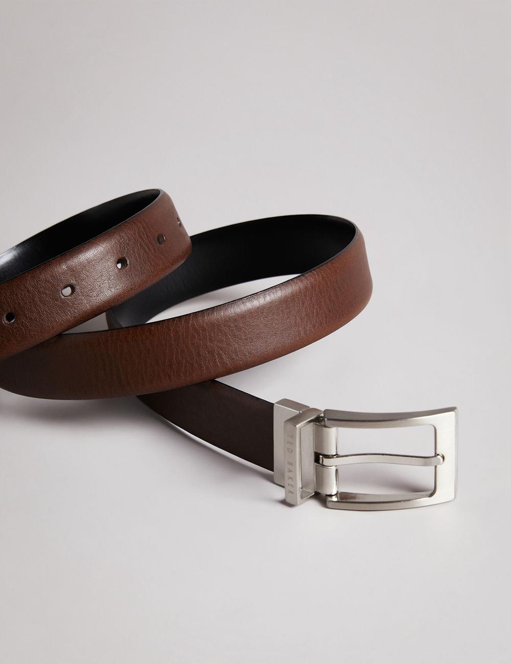 Brown Men Ted Baker KARMER - Reversible Smooth Leather Belts | NZ  FCZL-03146
