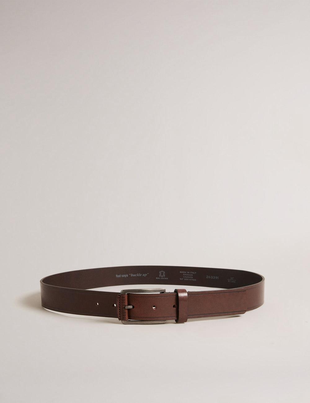 Brown Men Ted Baker LINDED - Debossed Detail Smooth Leather Belts | NZ  FVGP-60528