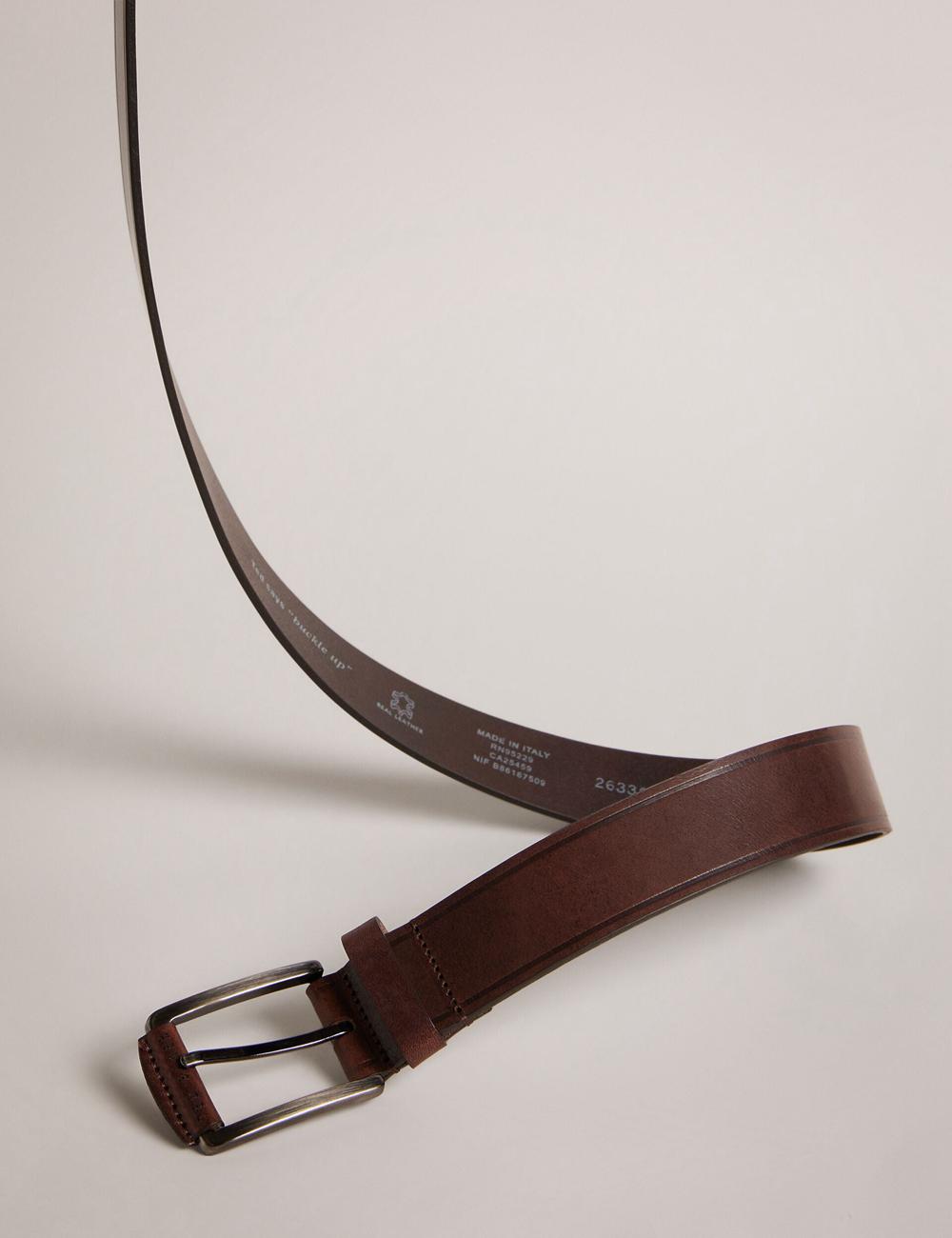 Brown Men Ted Baker LINDED - Debossed Detail Smooth Leather Belts | NZ  FVGP-60528