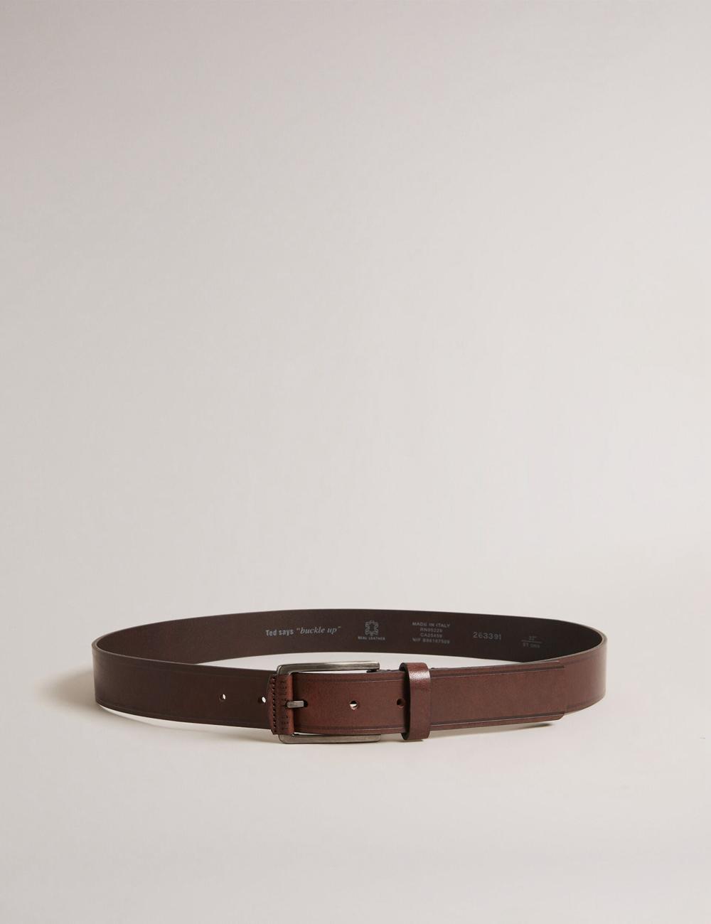Brown Men Ted Baker LINDED - Debossed Detail Smooth Leather Belts | NZ  FVGP-60528