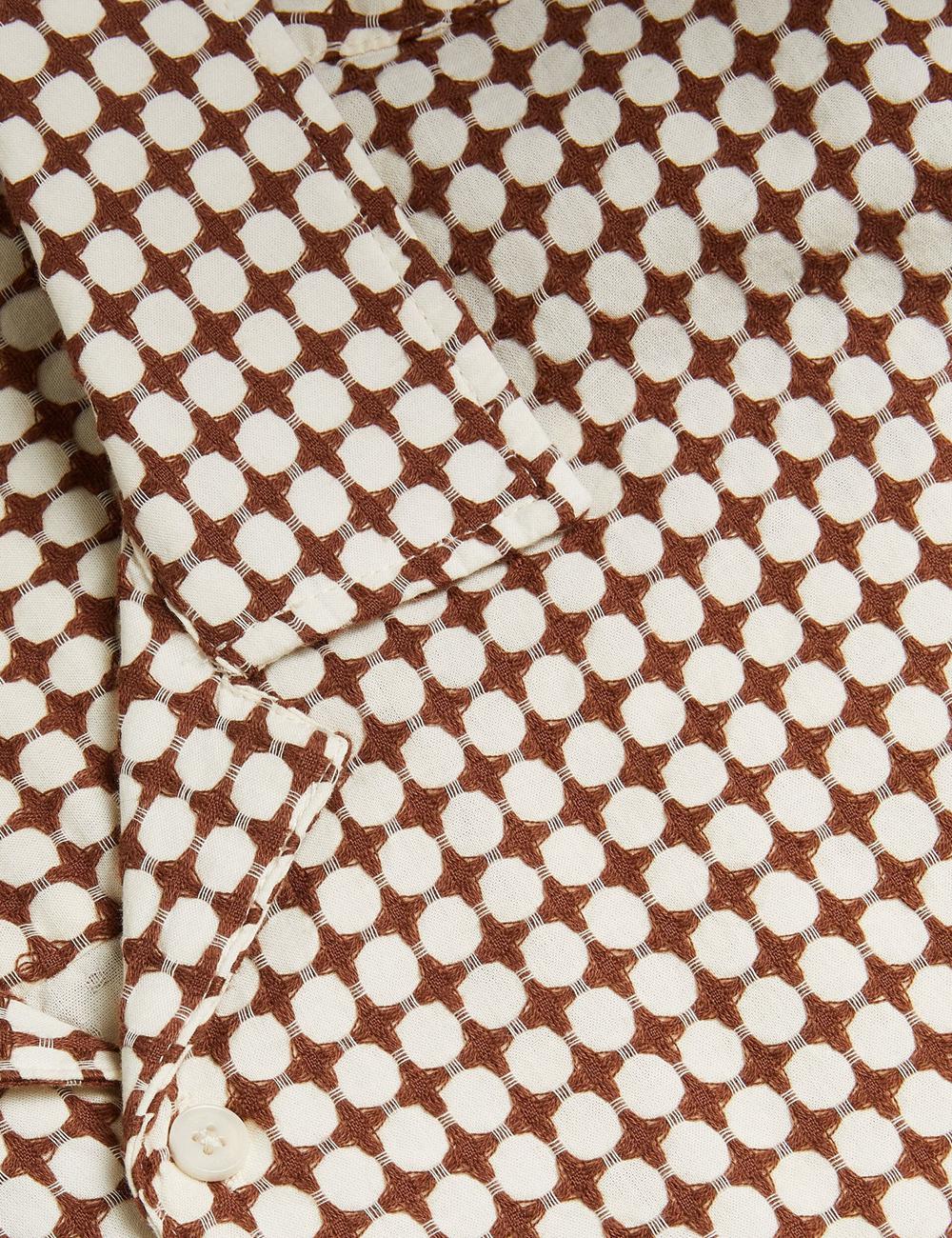 Brown Men Ted Baker OISE - Textured Grid Cotton Short Sleeve Casual Shirts | NZ  JXMP-96542
