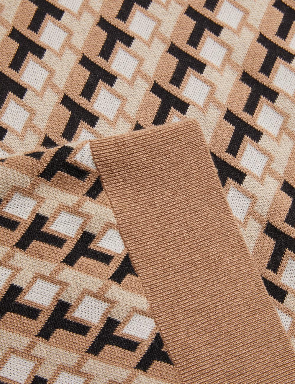 Brown Men Ted Baker SEFERRY - Interlocking T Jacquard Knitted Polos Shirts | NZ  NTXF-08963