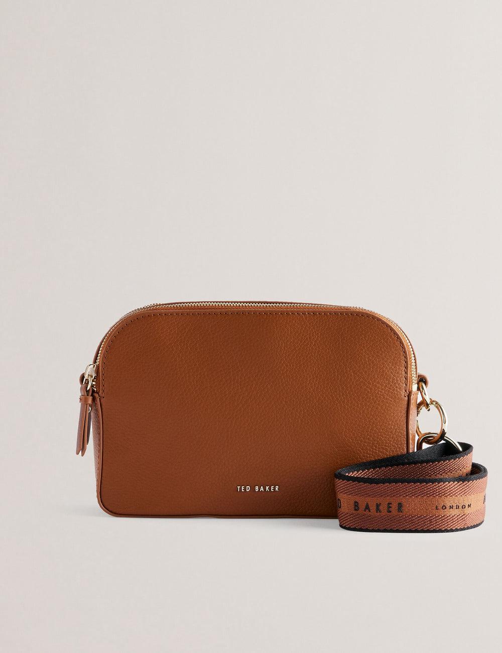 Brown Women Ted Baker DARCELO - Leather Double Zip Crossbody Camera Camera Bag | NZ  HYIV-59430