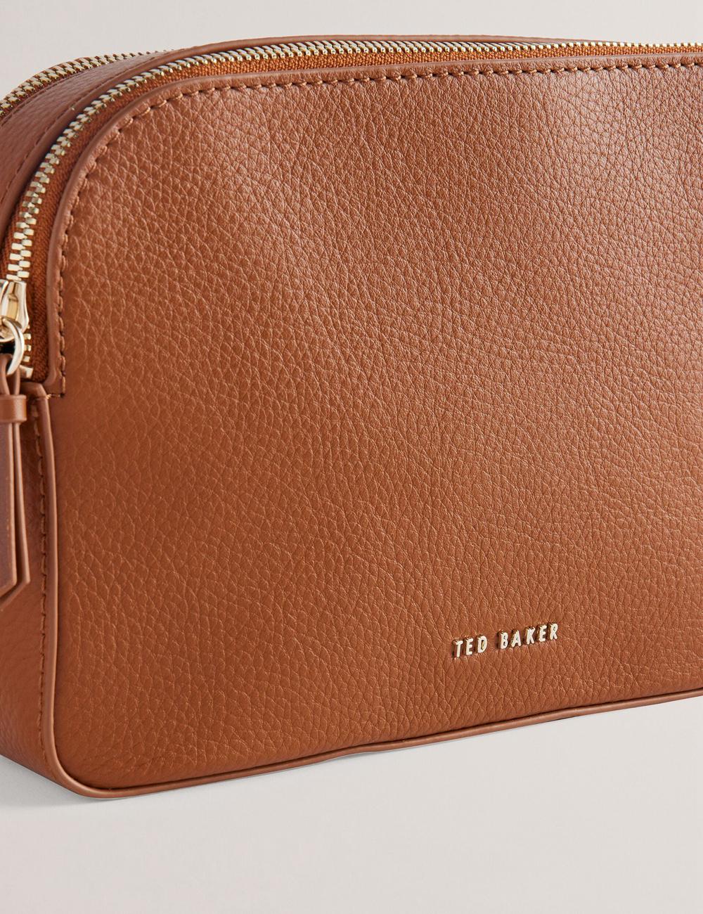 Brown Women Ted Baker DARCELO - Leather Double Zip Crossbody Camera Camera Bag | NZ  HYIV-59430
