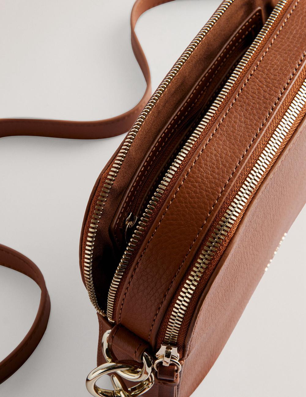 Brown Women Ted Baker DARCELO - Leather Double Zip Crossbody Camera Camera Bag | NZ  HYIV-59430
