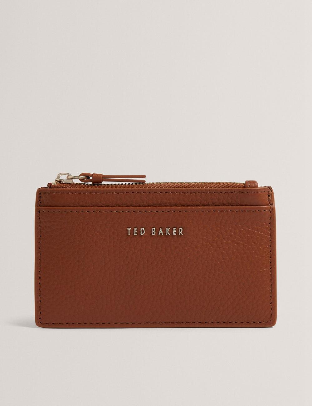 Brown Women Ted Baker DELFIE - Textured Leather Zipped Card Holder Cardholders | NZ  LEXW-02675