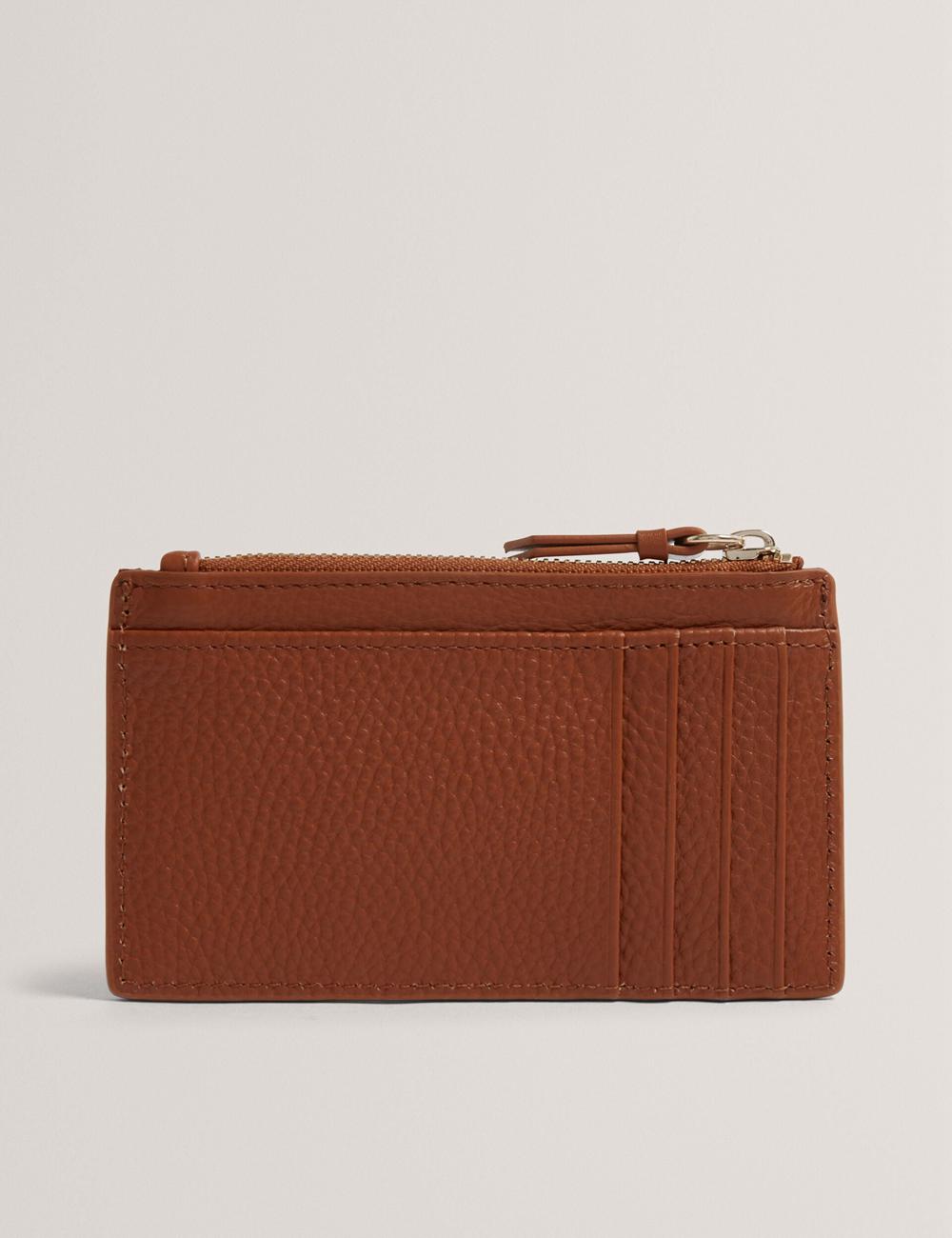Brown Women Ted Baker DELFIE - Textured Leather Zipped Card Holder Cardholders | NZ  LEXW-02675