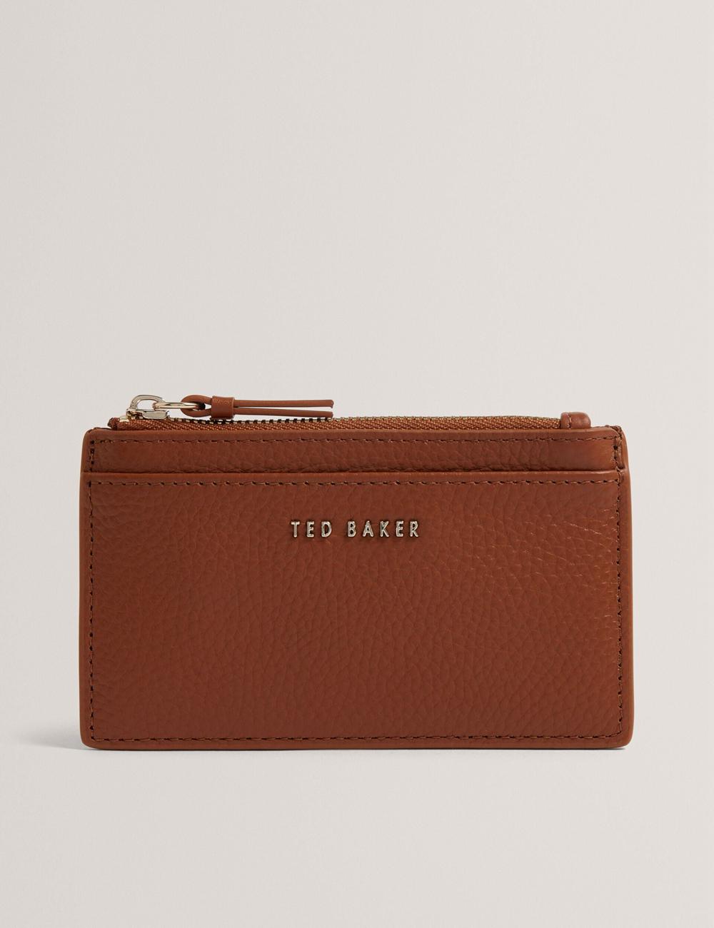 Brown Women Ted Baker DELFIE - Textured Leather Zipped Card Holder Cardholders | NZ  LEXW-02675