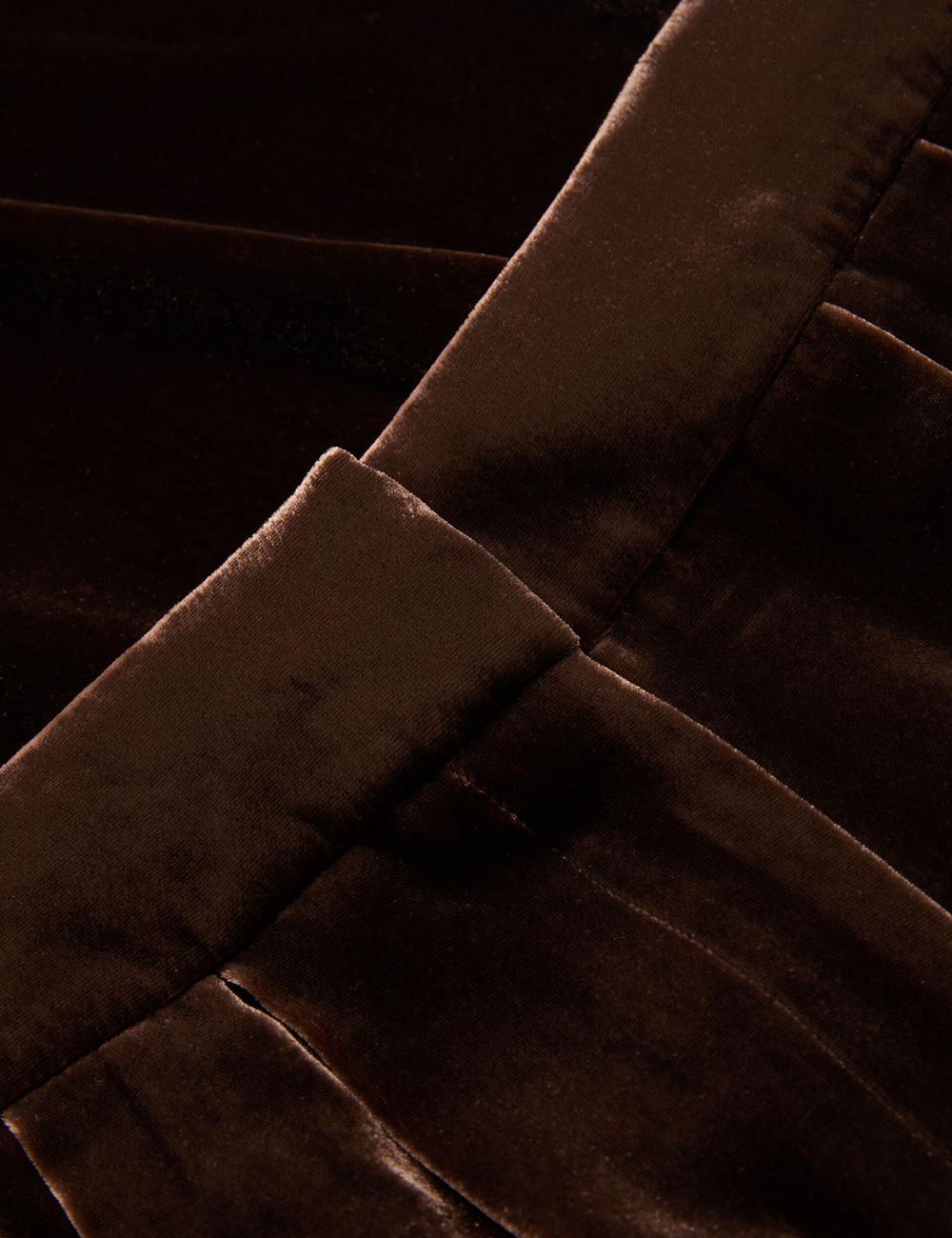 Brown Women Ted Baker MOMIJIT - Velvet Pleated Wide Leg Trousers | NZ  SNXI-72351