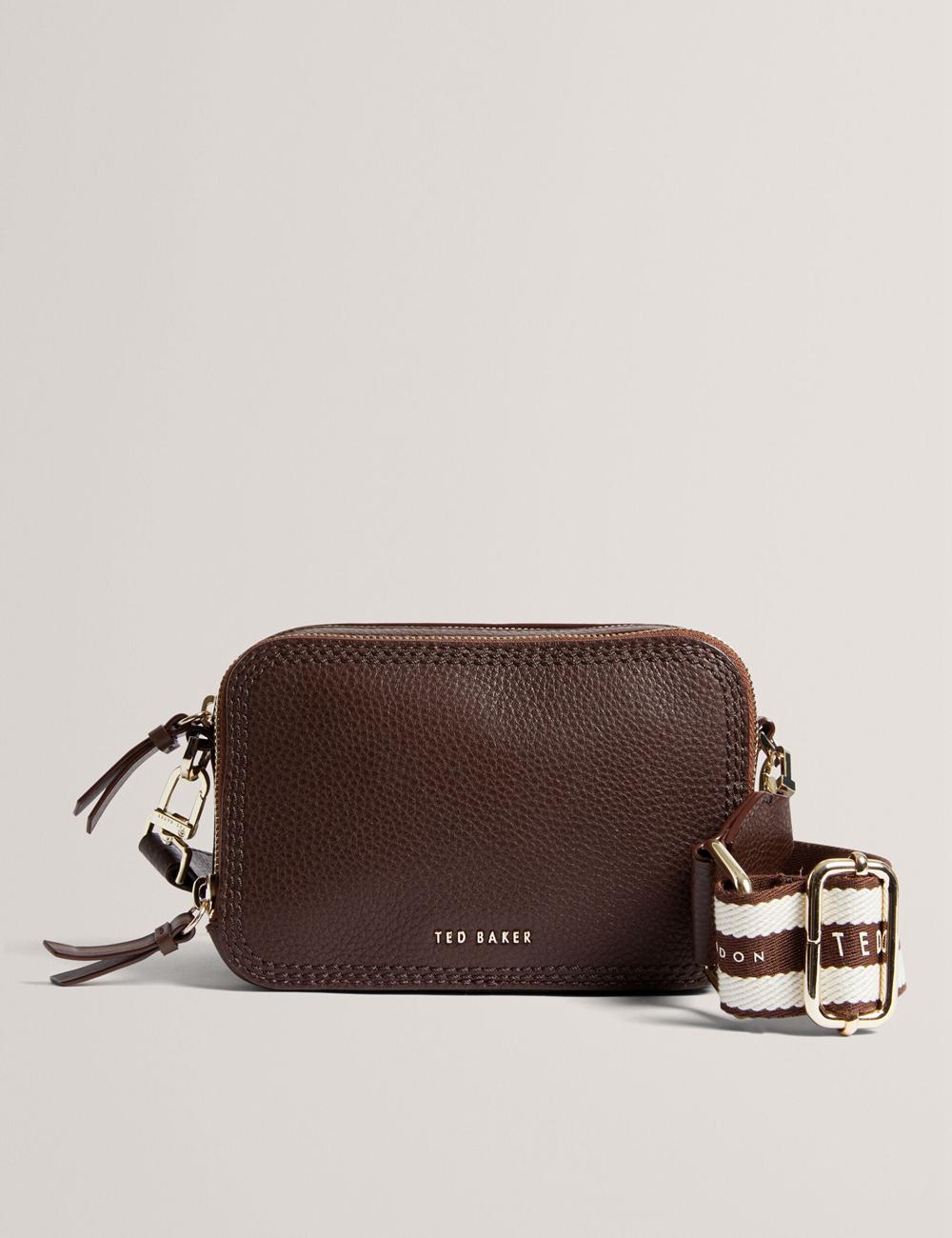 Brown Women Ted Baker WILLSA - Branded Webbing Mini Leather Camera Camera Bag | NZ  LROE-84503