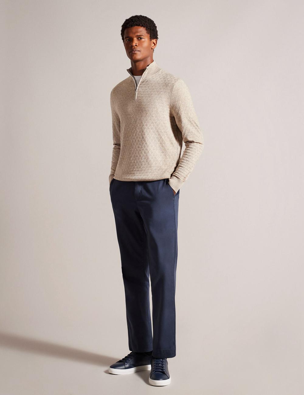 Camel Men Ted Baker KURNLE - T Knit Half Zip Funnel Neck Jumpers | NZ  EWOD-06125