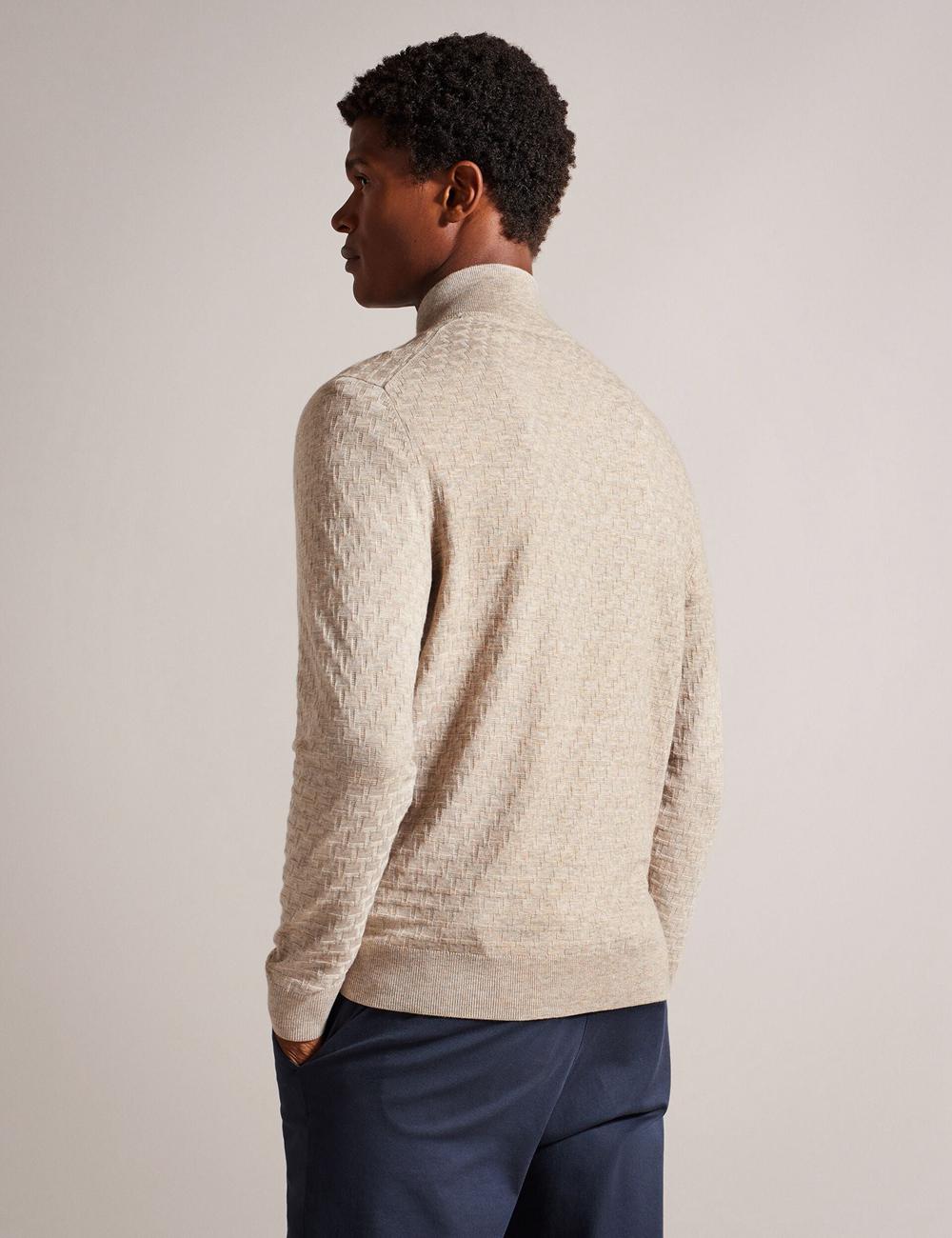 Camel Men Ted Baker KURNLE - T Knit Half Zip Funnel Neck Jumpers | NZ  EWOD-06125