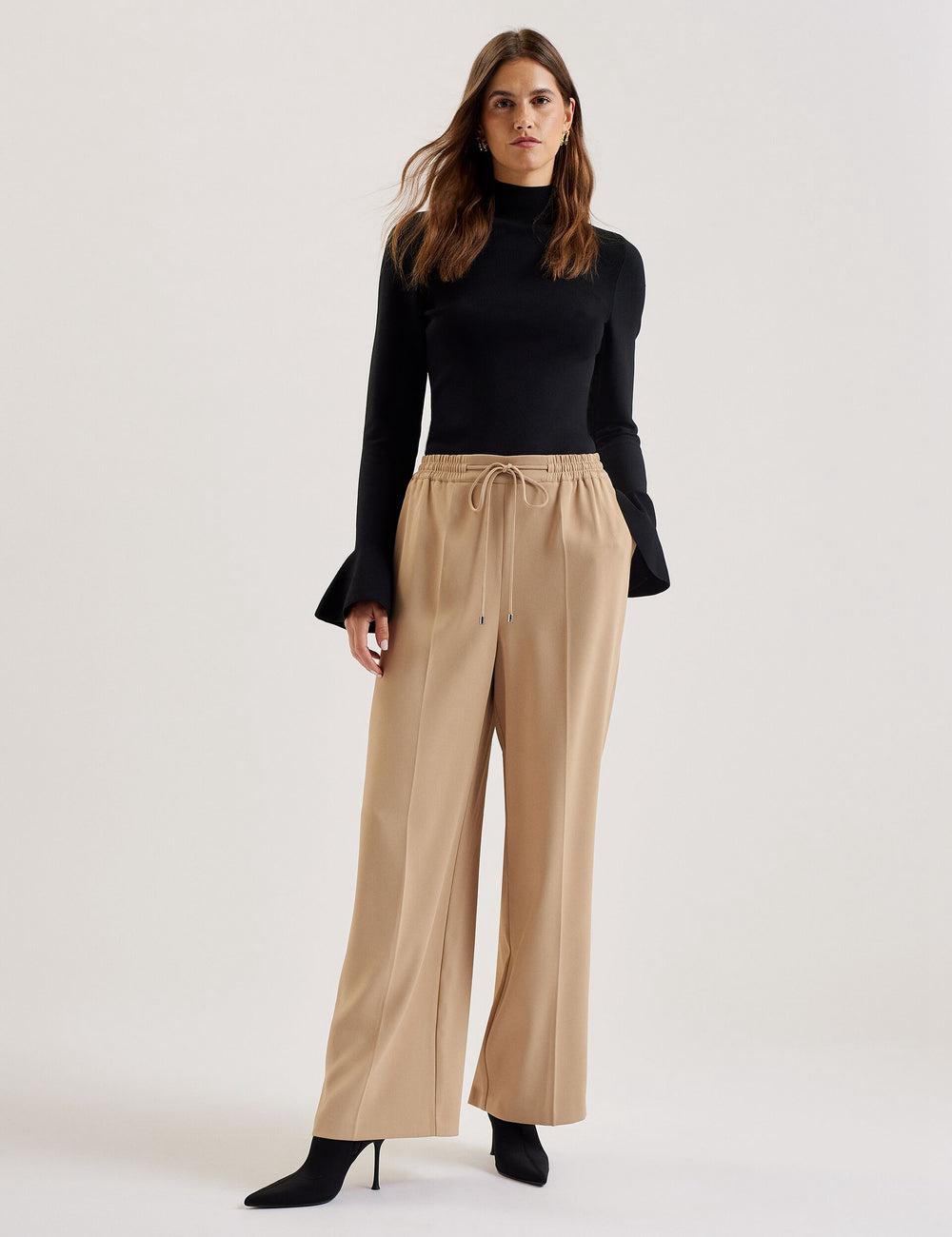 Camel Women Ted Baker LILIAAH - Wide Leg Tailored Smart Joggers | NZ  SZTP-68430