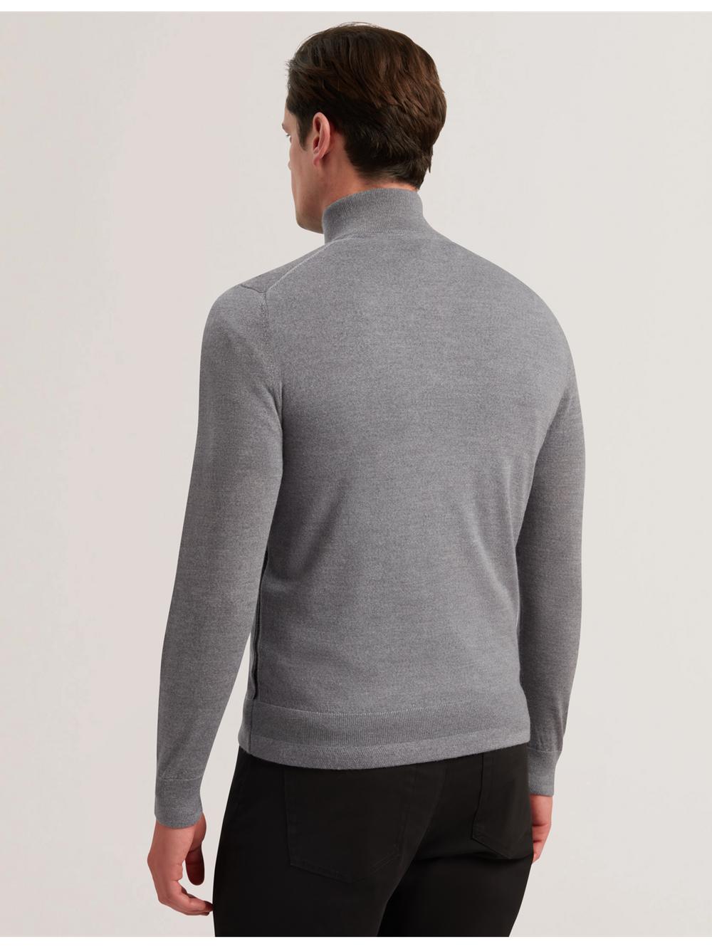 Charcoal Men Ted Baker LIMEHAS - Wool Quarter Zip Funnel Neck Jumpers | NZ  TJGK-41025